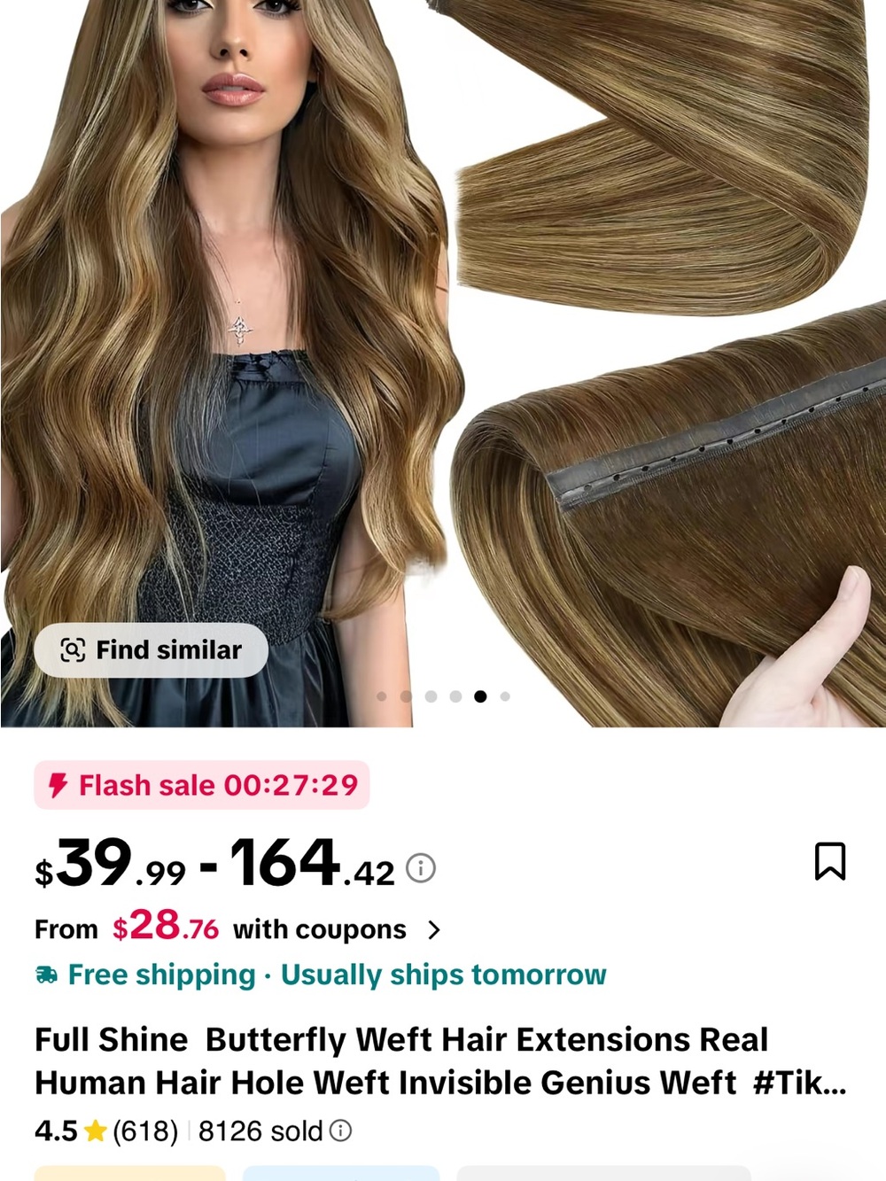 Butterfly Weft Hair Extensions - Light Brown